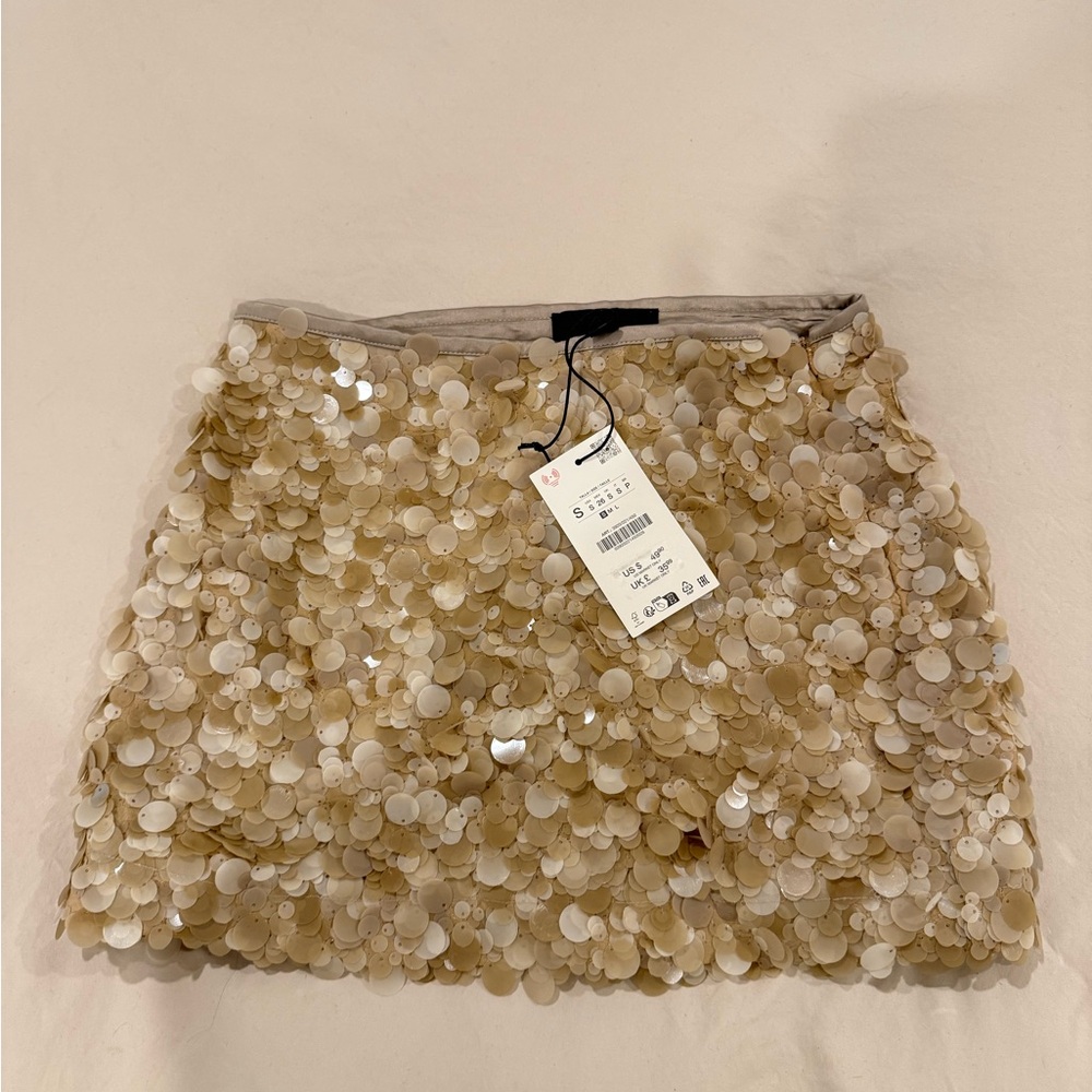 Zara Gold Sequin Mini Skirt